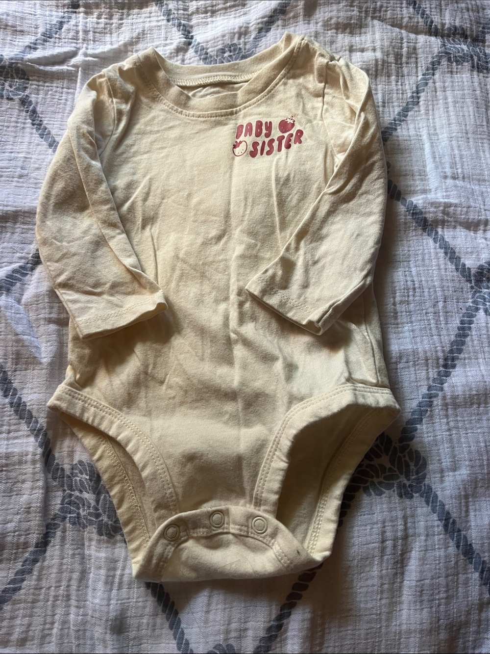 Carter's Cream Long-Sleeve Baby One-Piece with 'Baby Sister' Print